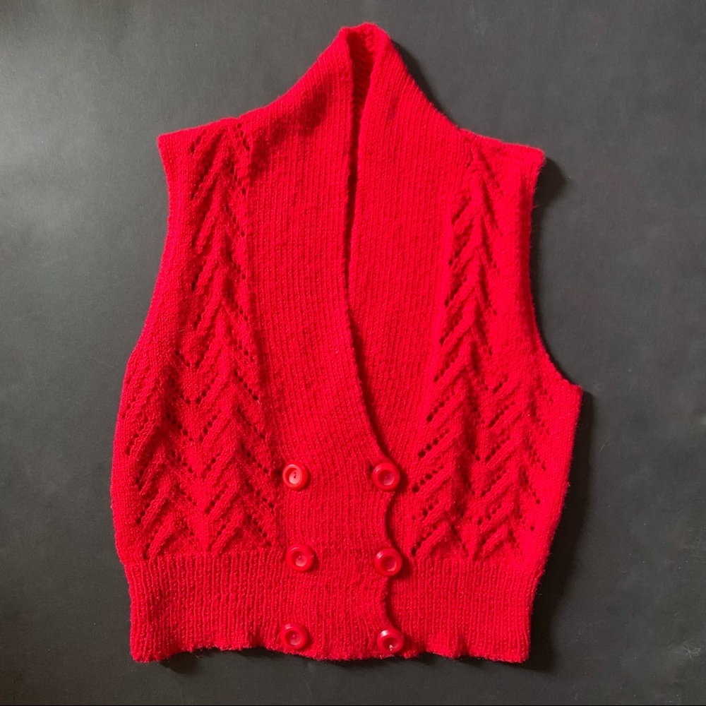 k n i t :: Vintage Hand Made Cable Knit Pointelle Sweater Vest - Picture 8 of 12
